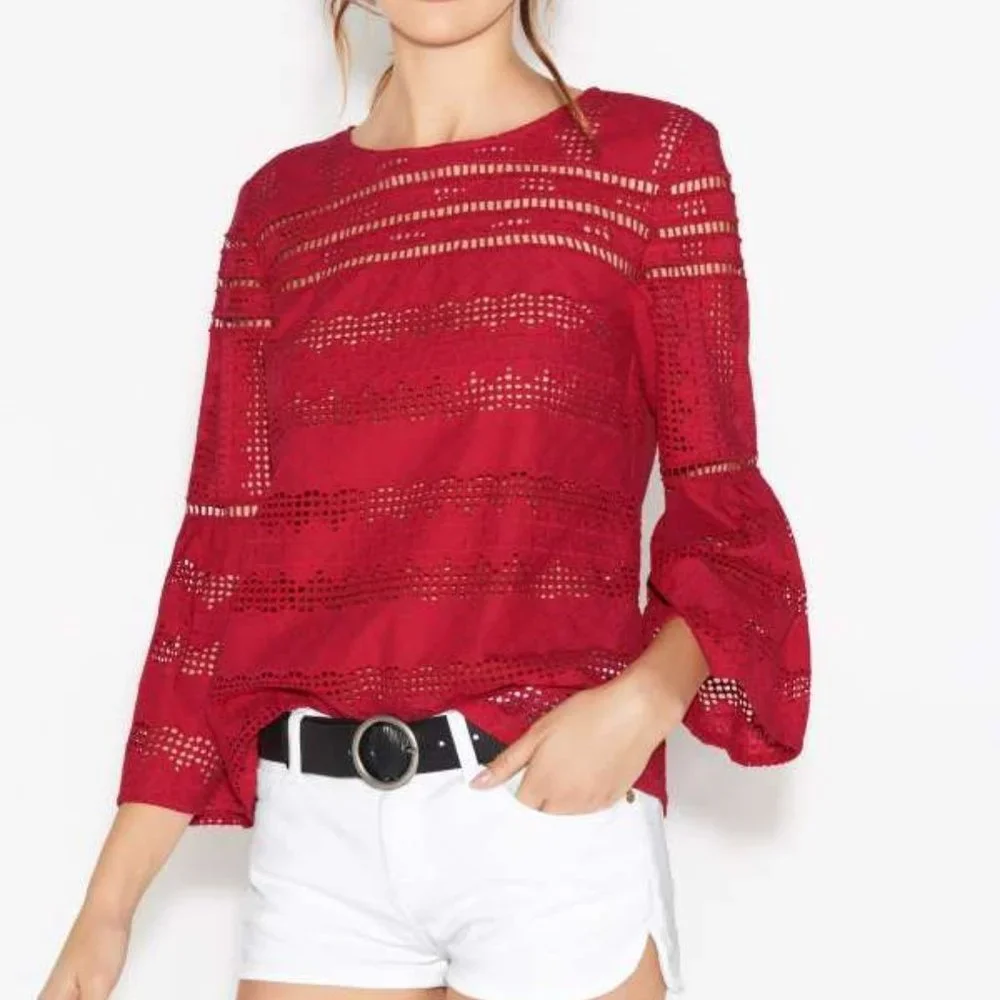 Ba&sh Gianna Eyelet Blouse Top - Picture 1 of 5
